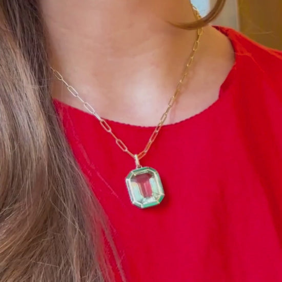 Yellow gold-Prasiolite with Malachite