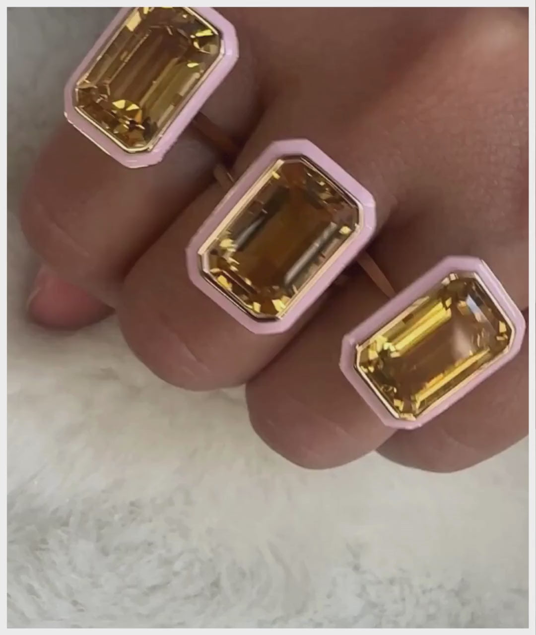 Citrine with Pink Enamel