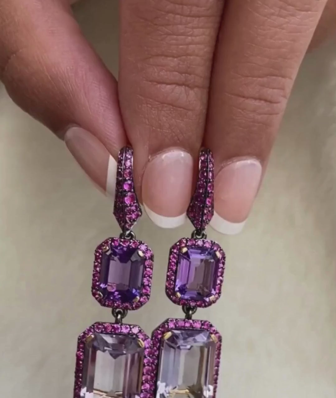 Yellow gold-Amethyst with Lavender Amethyst & Pink Sapphire