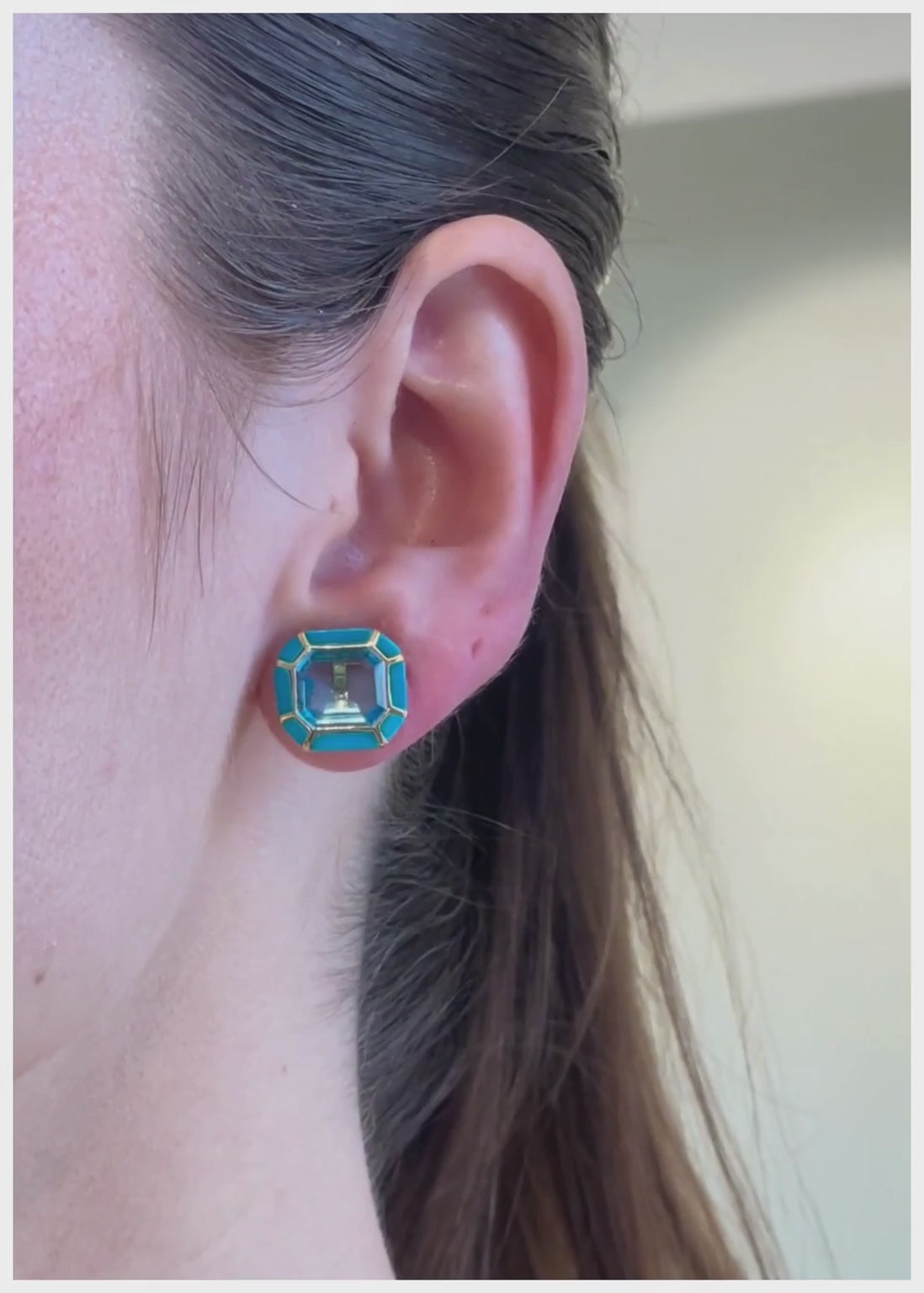 Yellow gold-Blue Topaz with Turquoise