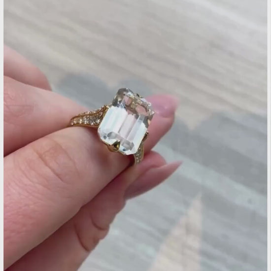 Yellow gold-Rock Crystal with Diamond