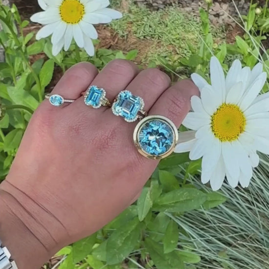 Yellow gold-Blue Topaz