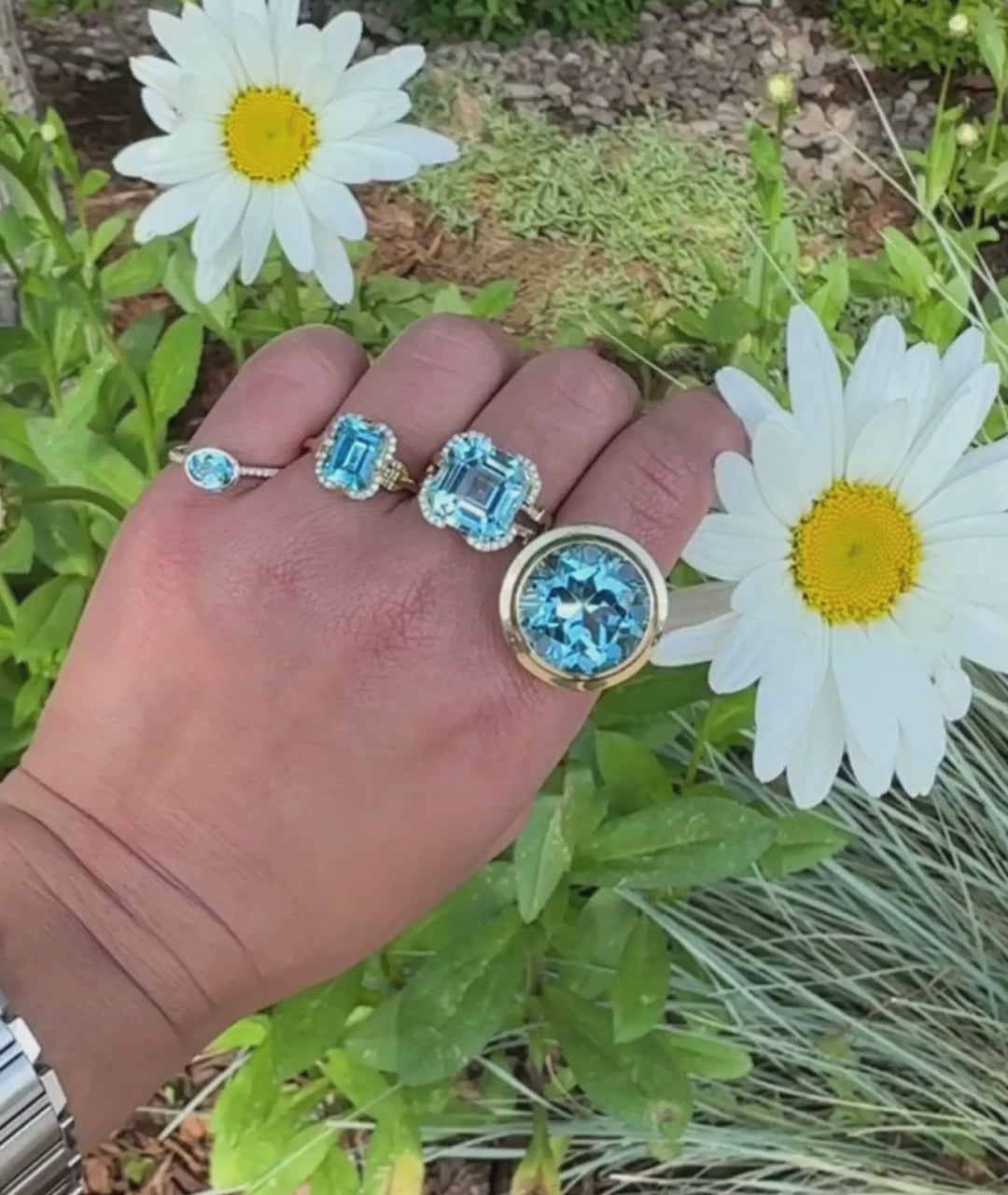 Yellow gold-Blue Topaz