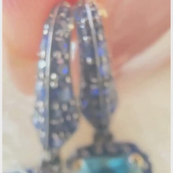 Yellow gold-Blue Topaz with Sapphire