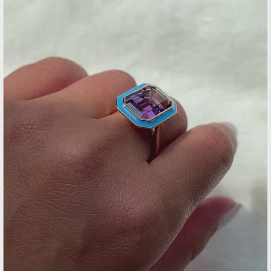 Amethyst with Turquoise Enamel
