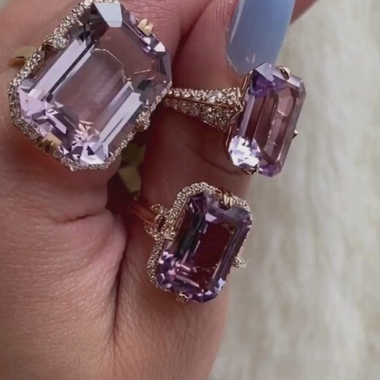 Rose gold-Lavender Amethyst with Diamond