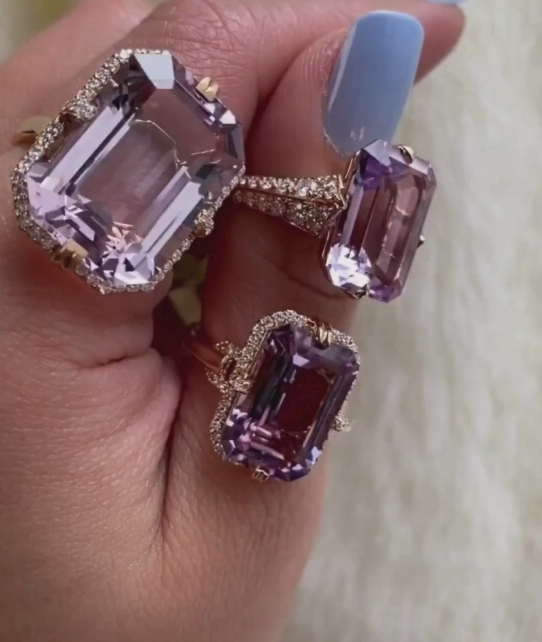 Rose gold-Lavender Amethyst with Diamond