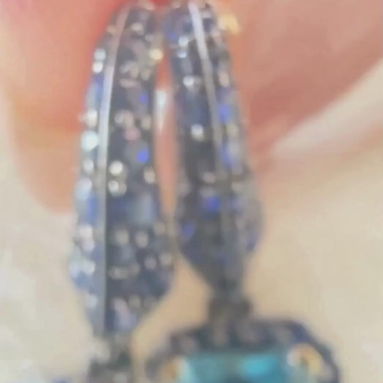 Yellow gold-Blue Topaz with Sapphire