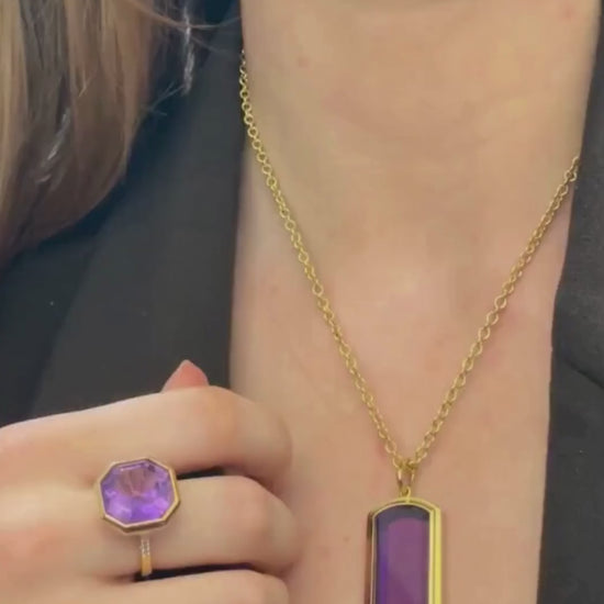 Yellow gold-Amethyst