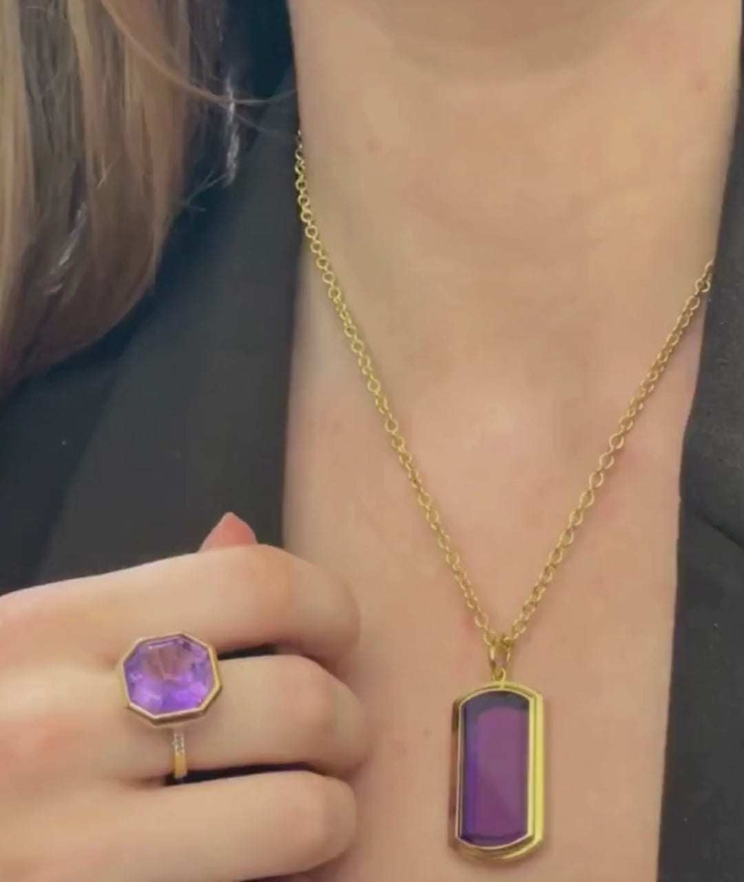 Yellow gold-Amethyst
