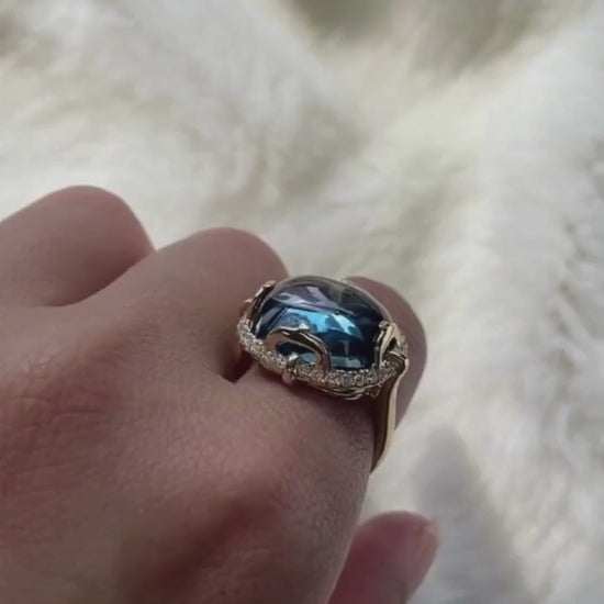 Yellow gold-London Blue Topaz