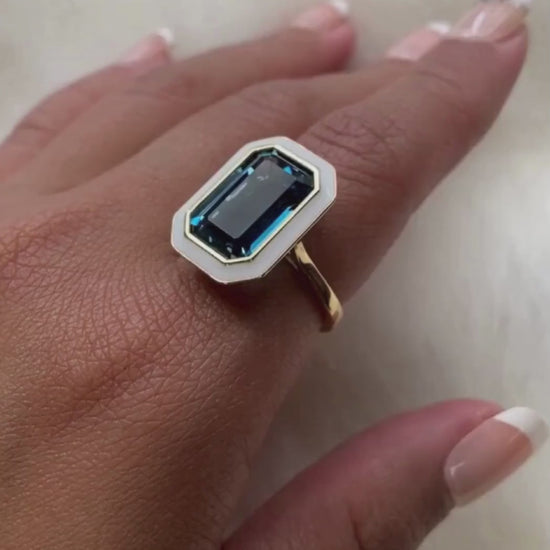 London Blue Topaz with White Enamel