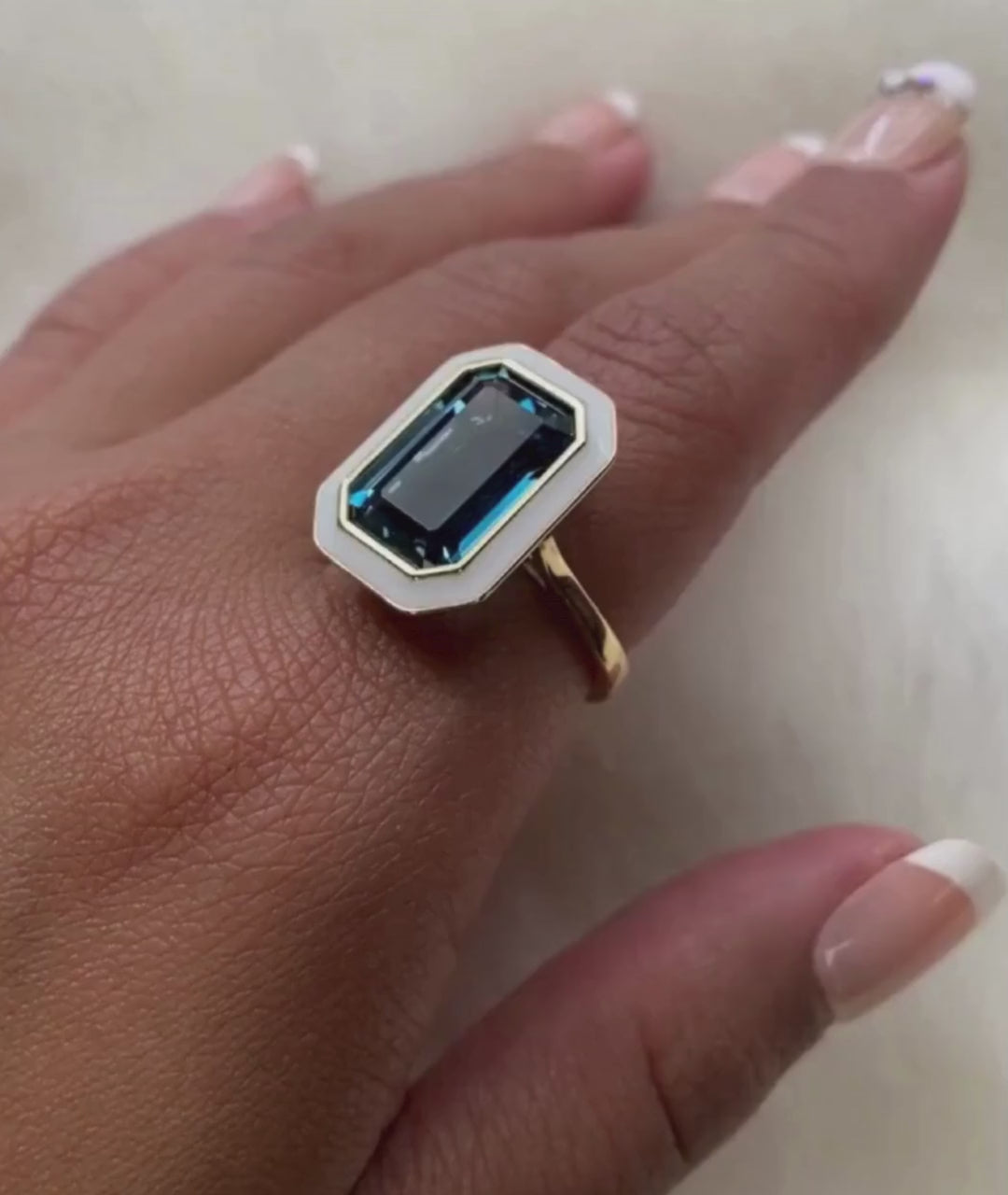 London Blue Topaz with White Enamel