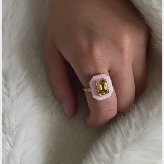Citrine with Pink Enamel