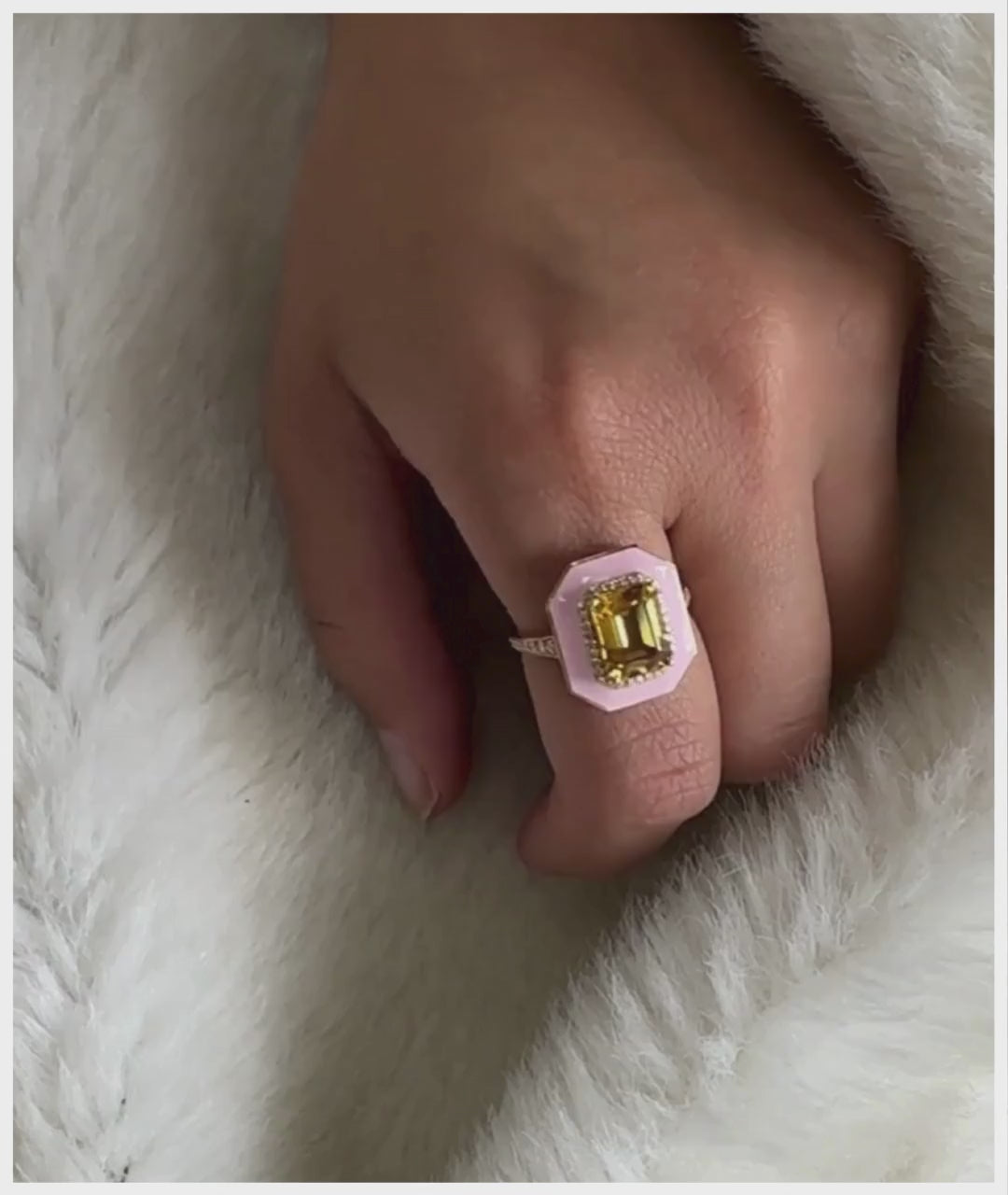 Citrine with Pink Enamel