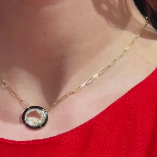 Yellow gold-Rock Crystal with Onyx