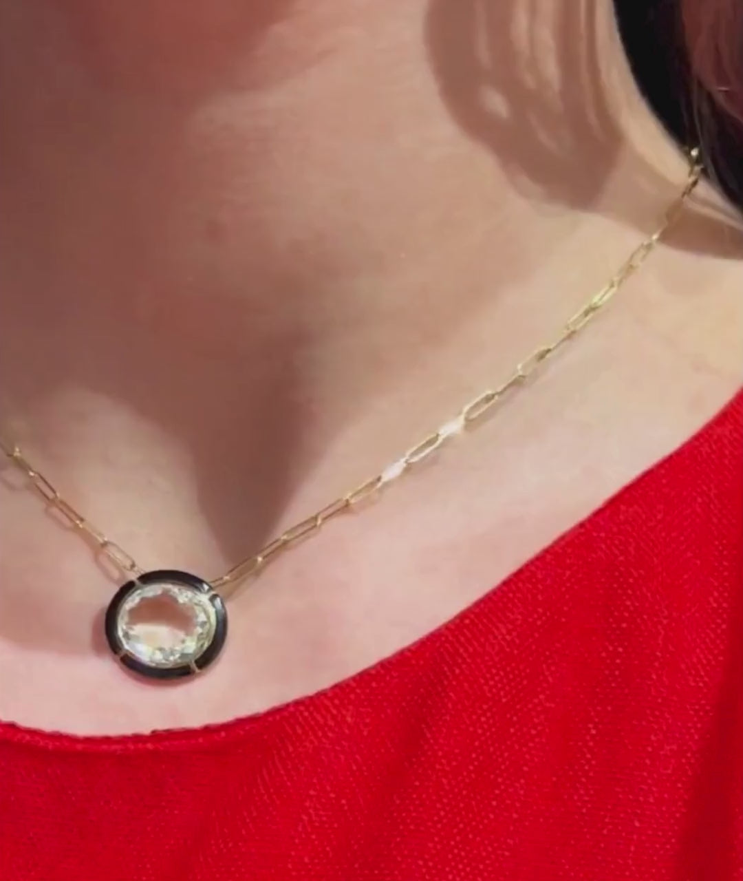 Yellow gold-Rock Crystal with Onyx