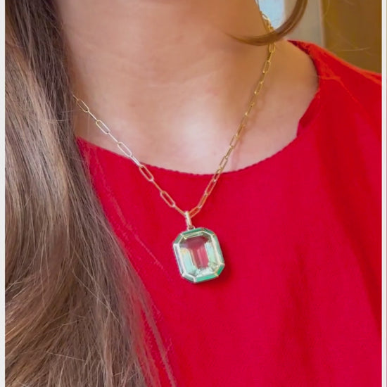 Yellow gold-Prasiolite with Malachite