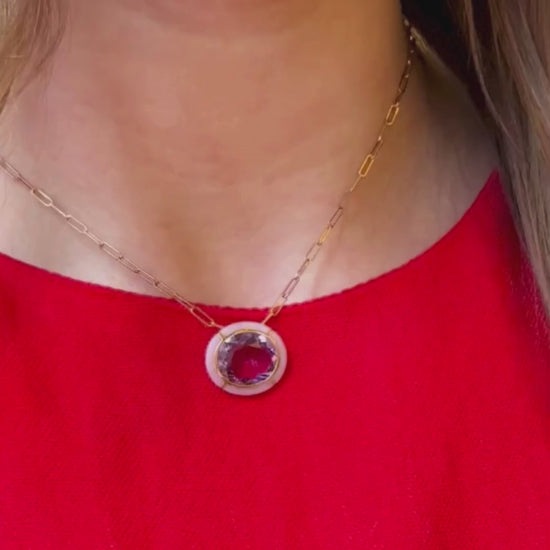 Rose gold-Amethyst with Pink Opal