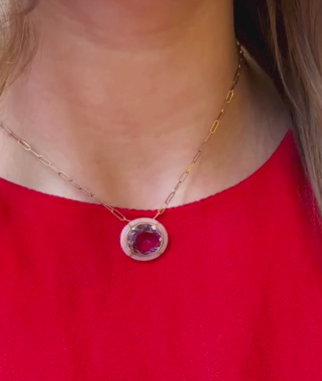 Rose gold-Amethyst with Pink Opal