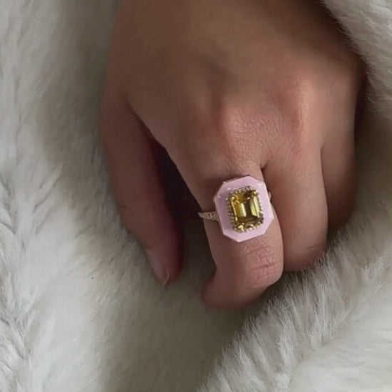 Citrine with Pink Enamel