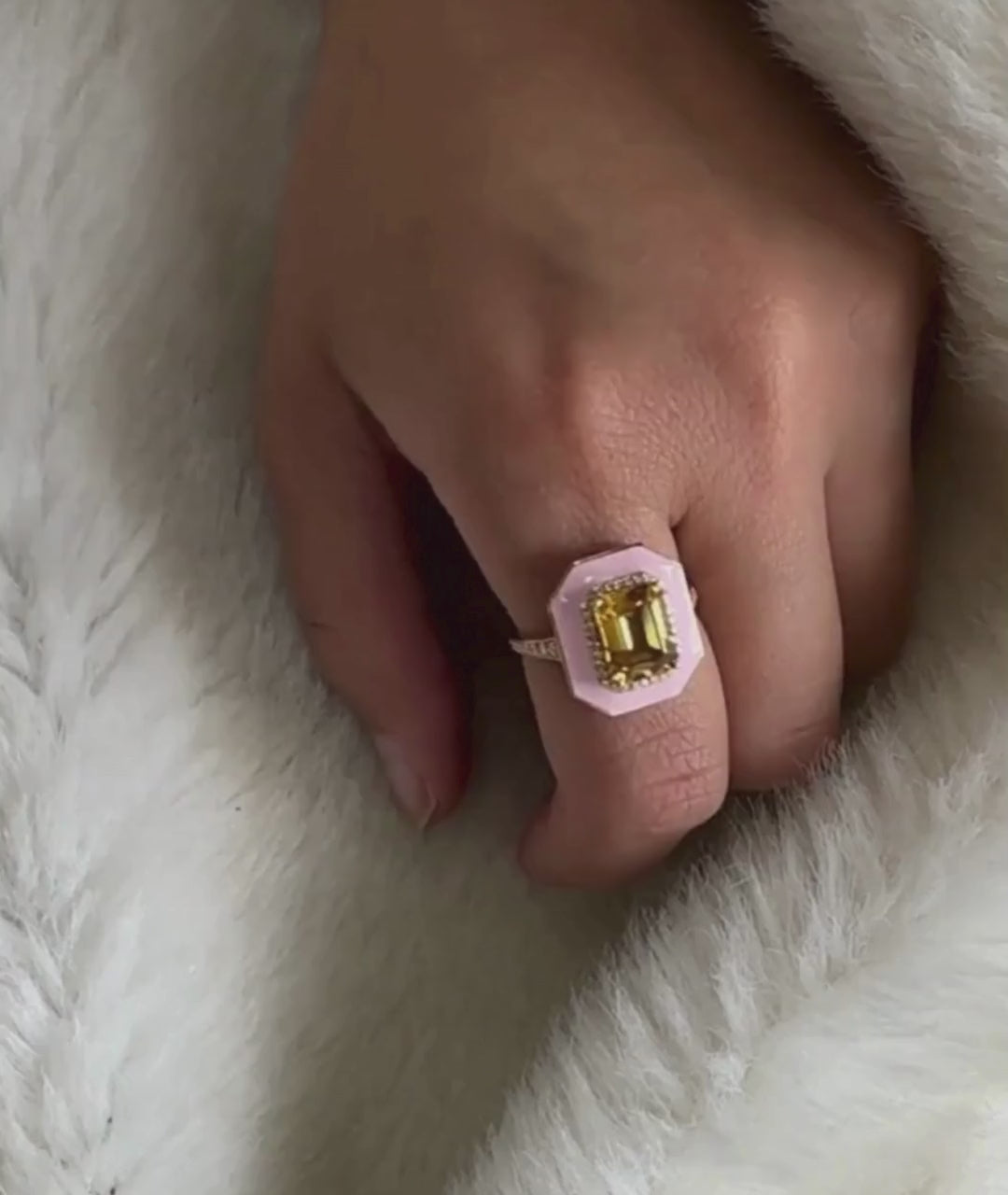 Citrine with Pink Enamel