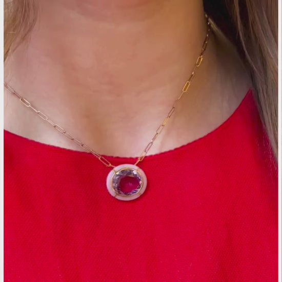 Rose gold-Amethyst with Pink Opal