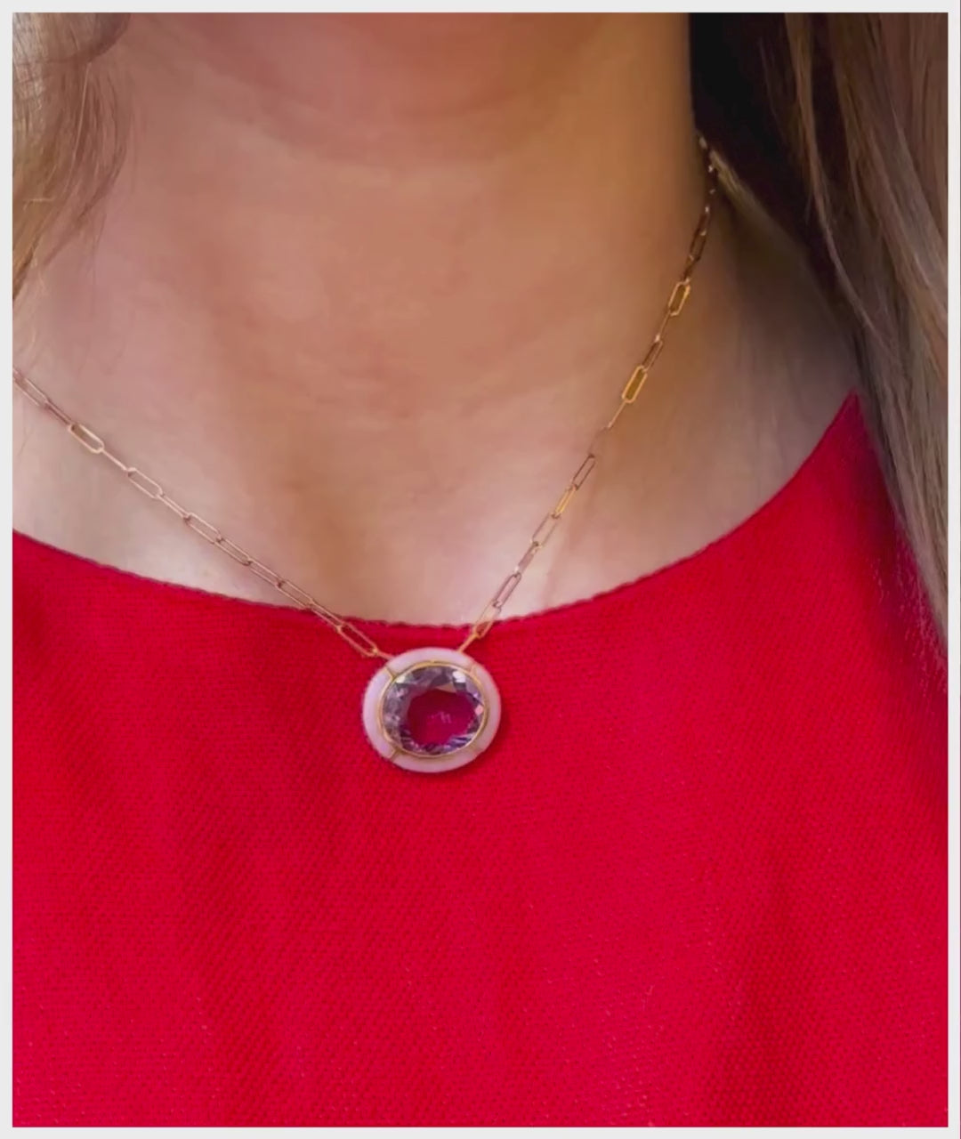 Rose gold-Amethyst with Pink Opal