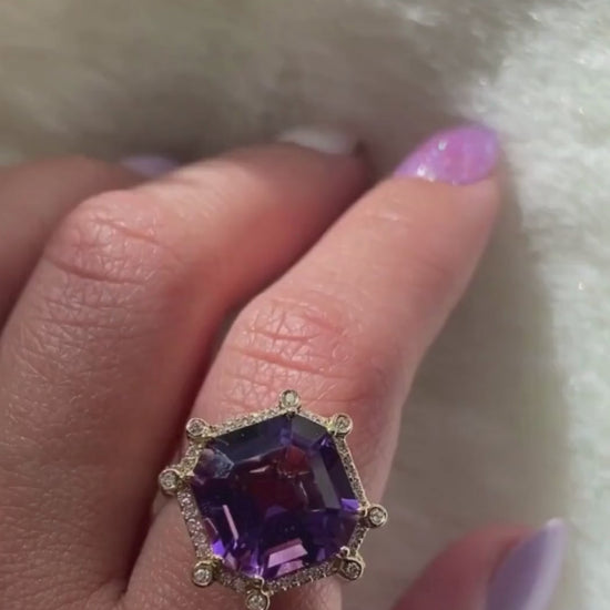 Yellow gold-Amethyst