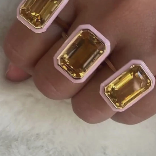 Citrine with Pink Enamel