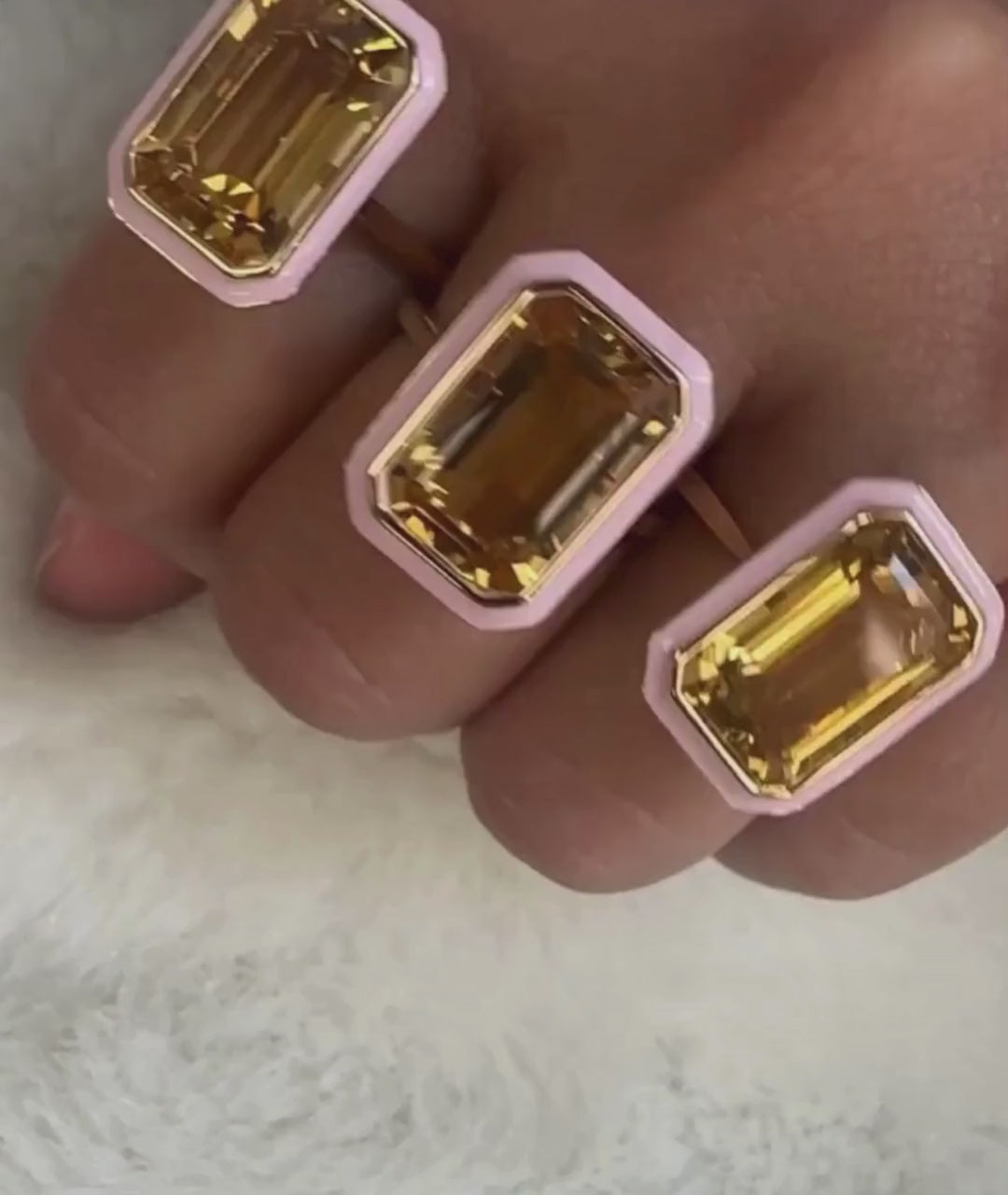 Citrine with Pink Enamel