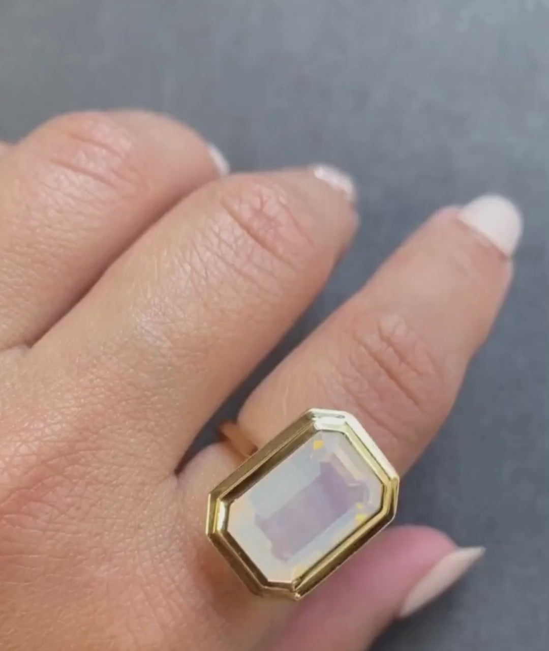 Yellow gold-Moon Quartz