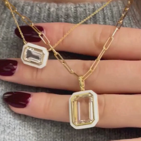 Rock Crystal with White Enamel