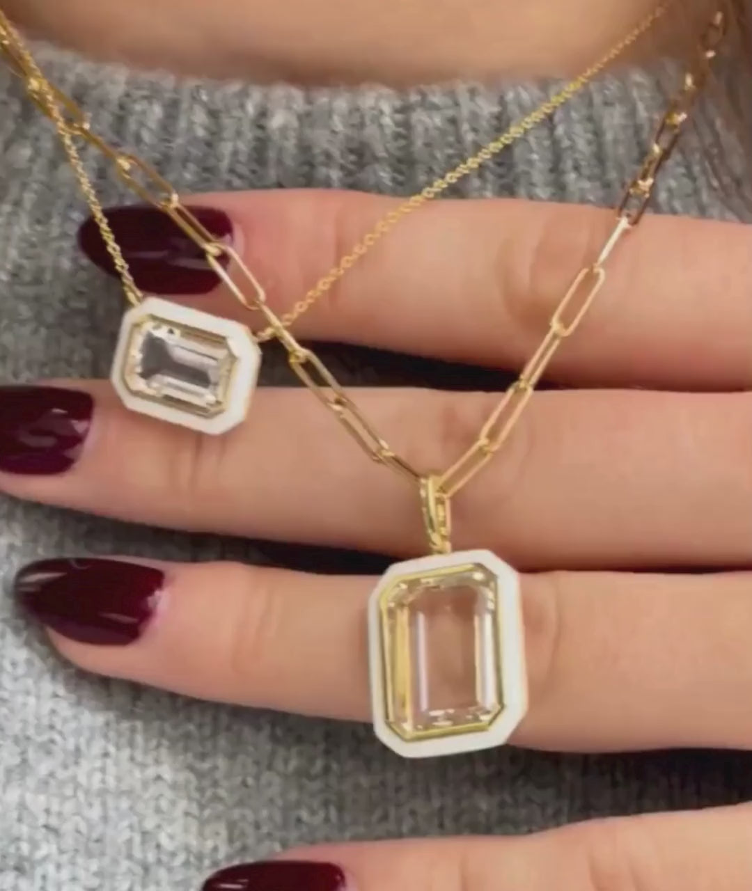 Rock Crystal with White Enamel