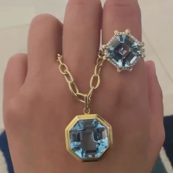 Yellow gold-Blue Topaz