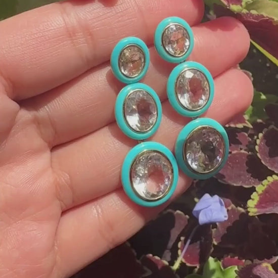 Yellow gold-Rock Crystal with Turquoise