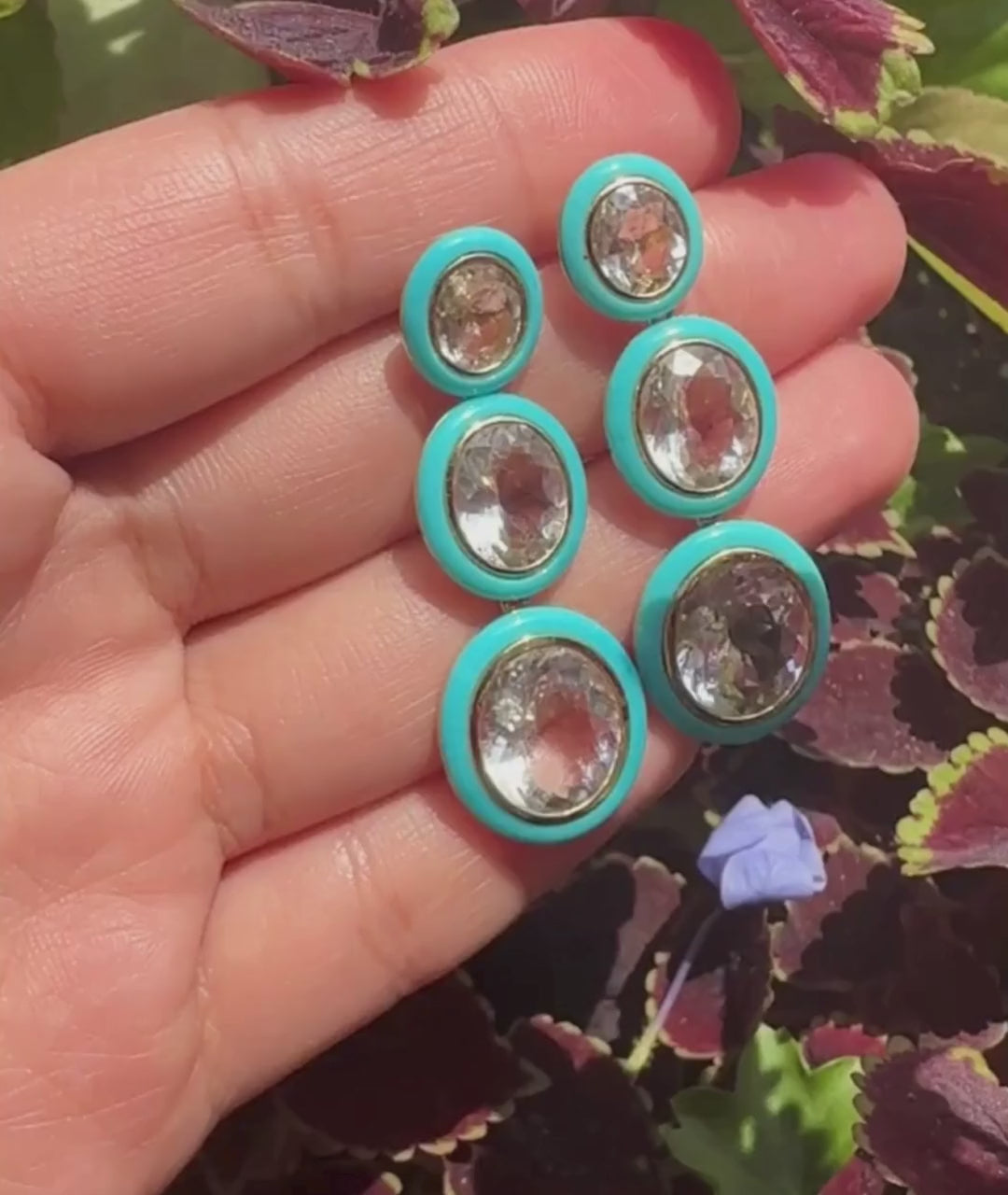 Yellow gold-Rock Crystal with Turquoise