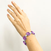 Amethyst Faceted Flat Cushion Bracelet with Diamonds
