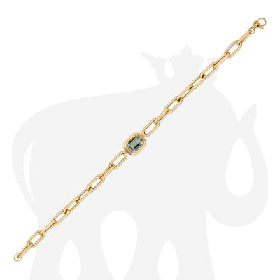 Prasiolite Emerald Cut Bezel Set Bracelet
