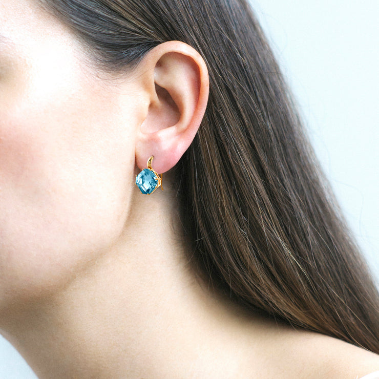 Blue Topaz Square Emerald Cut Earrings