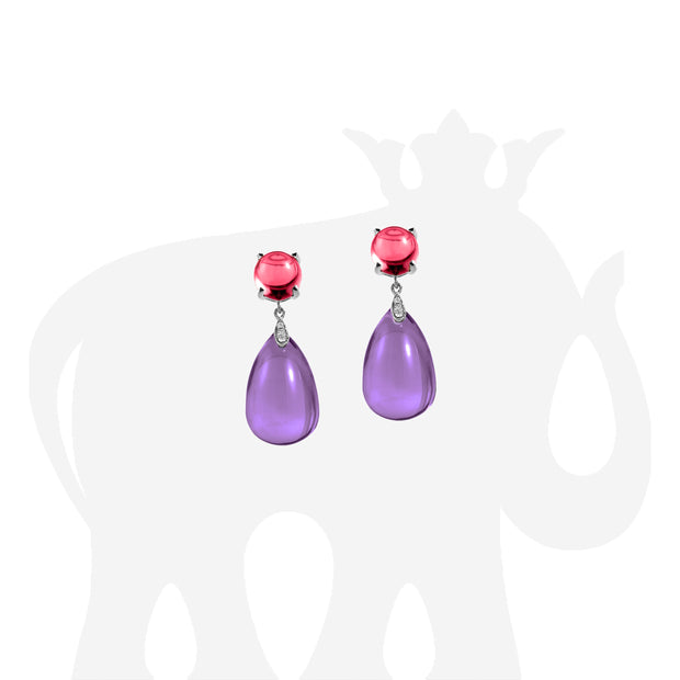 Amethyst & Garnet Drop Earrings