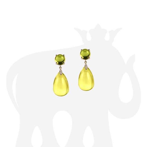 Lemon Quartz & Peridot Drop Earrings