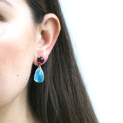 Moon Quartz & Garnet Drop Earrings