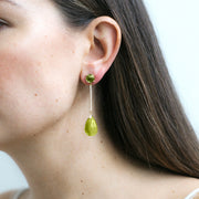 Lemon Quartz & Peridot Long Drop Earrings with Diamonds