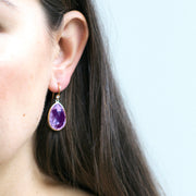 Amethyst Pear Shape Earrings with Diamonds on Wire
