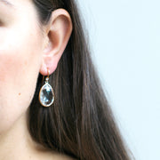 Rock Crystal Pear Shape Earrings with Diamonds on Wire