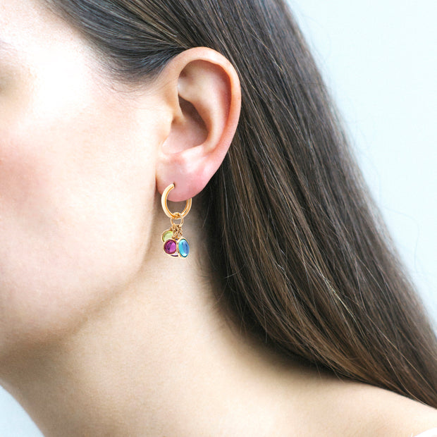 Multi-Color Charm Earrings with Hoops