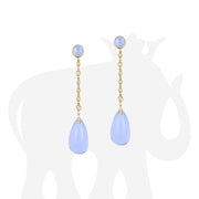 Blue Chalcedony Drop Earrings with Diamonds