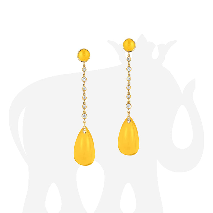 Long Drop Earrings with Diamonds