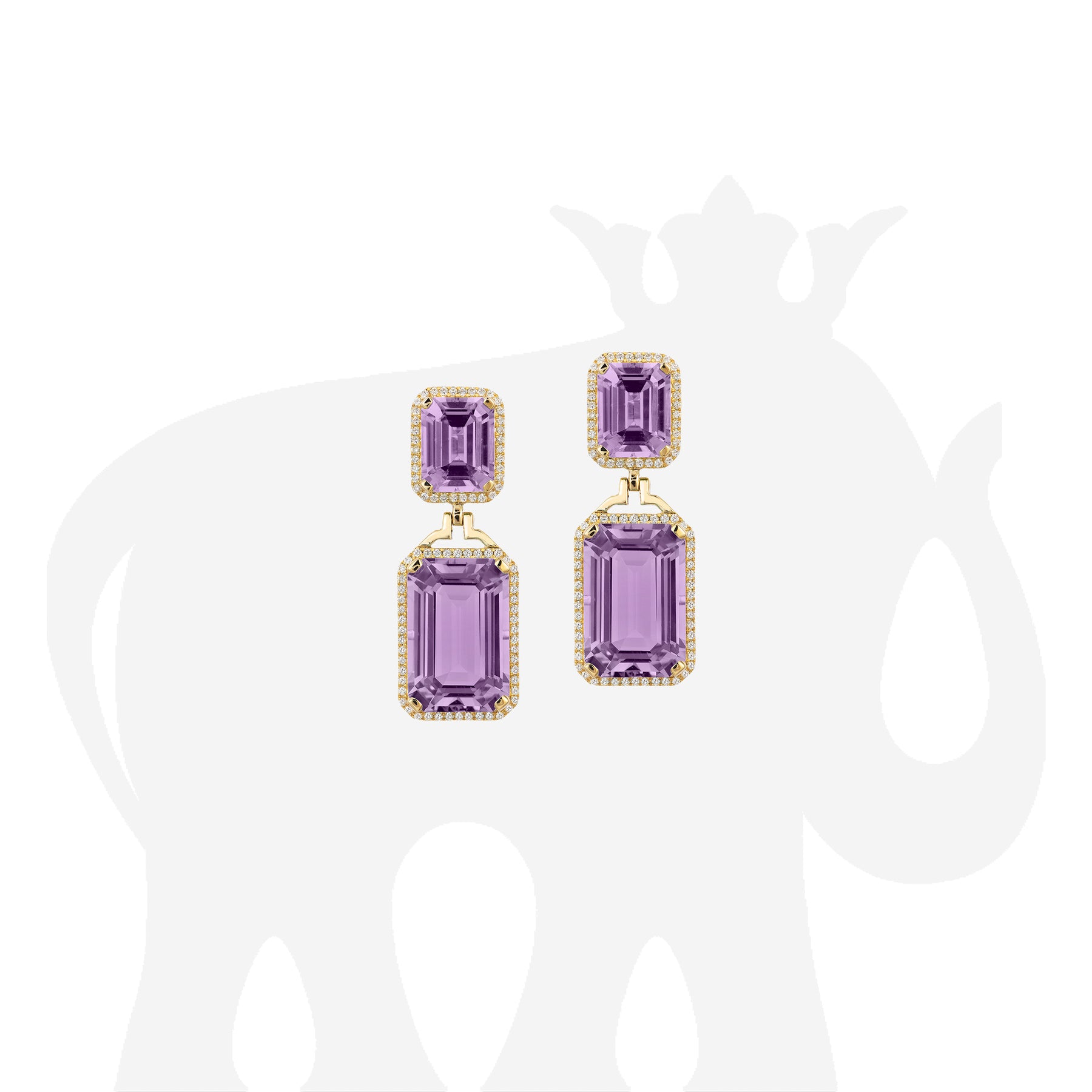 Amethyst Emerald Cut Diamond Earrings Goshwara